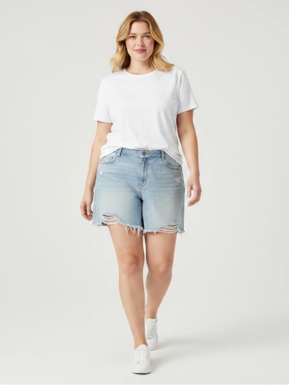 Oldβ Navy Blue Jean Shorts Distressed Cut-Off Style